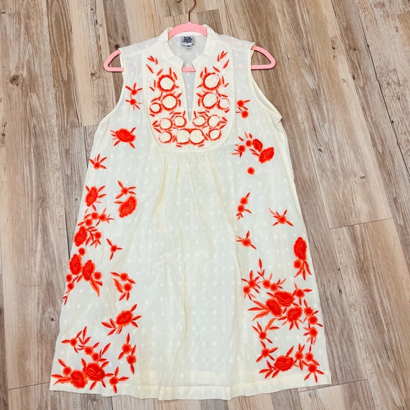 ivy Jane sleeveless ivory embroidered flower dress v neck size Large - Picture 5 of 10